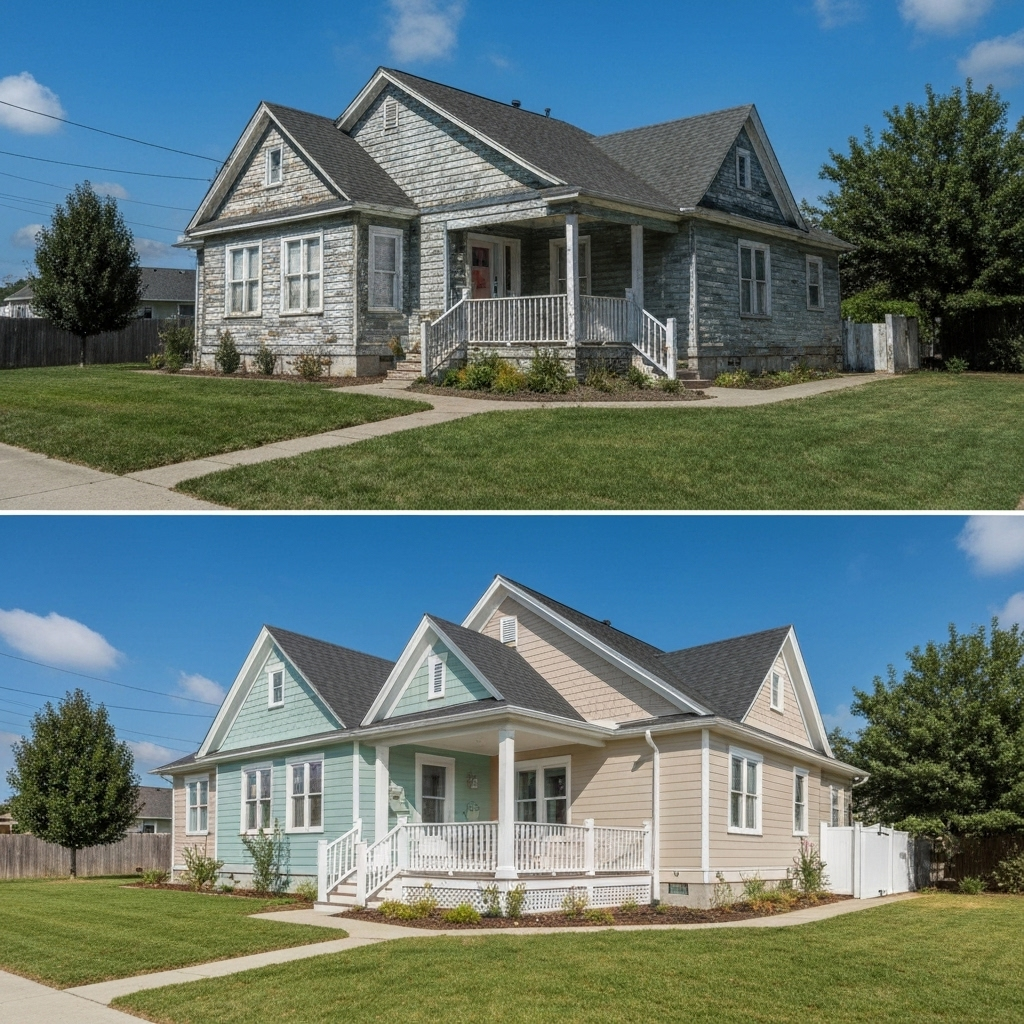 Exterior painting before and after